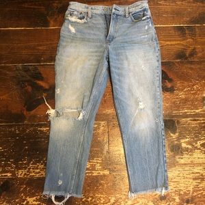 High rise distressed jeans